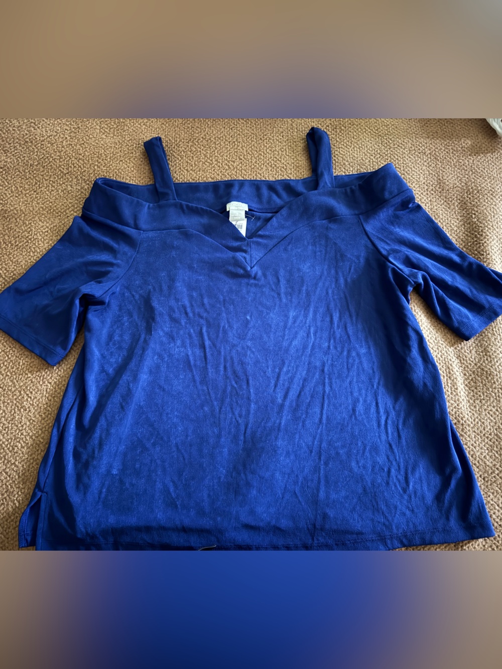 Chico's Royal Blue Off-Shoulder Top sz 3 (16)